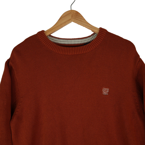 Chaps Ralph Lauren Sweater Mens Large Cotton Knit Crew Neck Orange - Picture 3 of 9